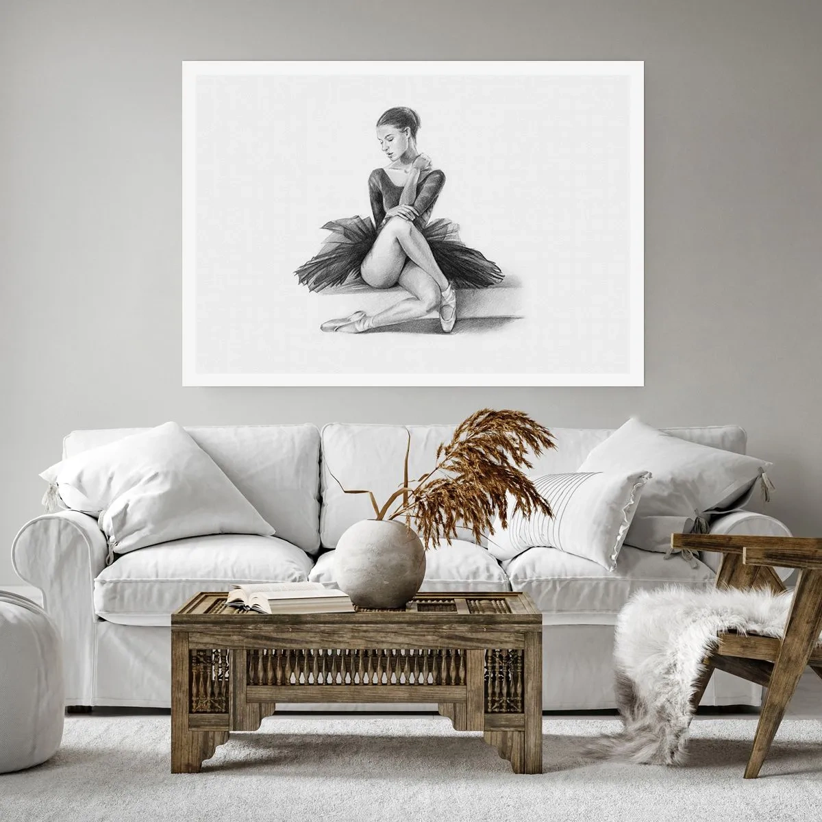 Affiche - Poster - Un croquis d'une ballerine dans un style subtil et classique - 100x70cm - Envoutée par la danse - Décoration murale moderne pour le salon et la chambre ARTTOR