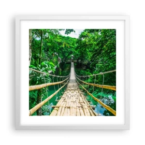 Affiche dans un cadre blanc - Poster - Pont de singe en pleine nature - 40x40 cm