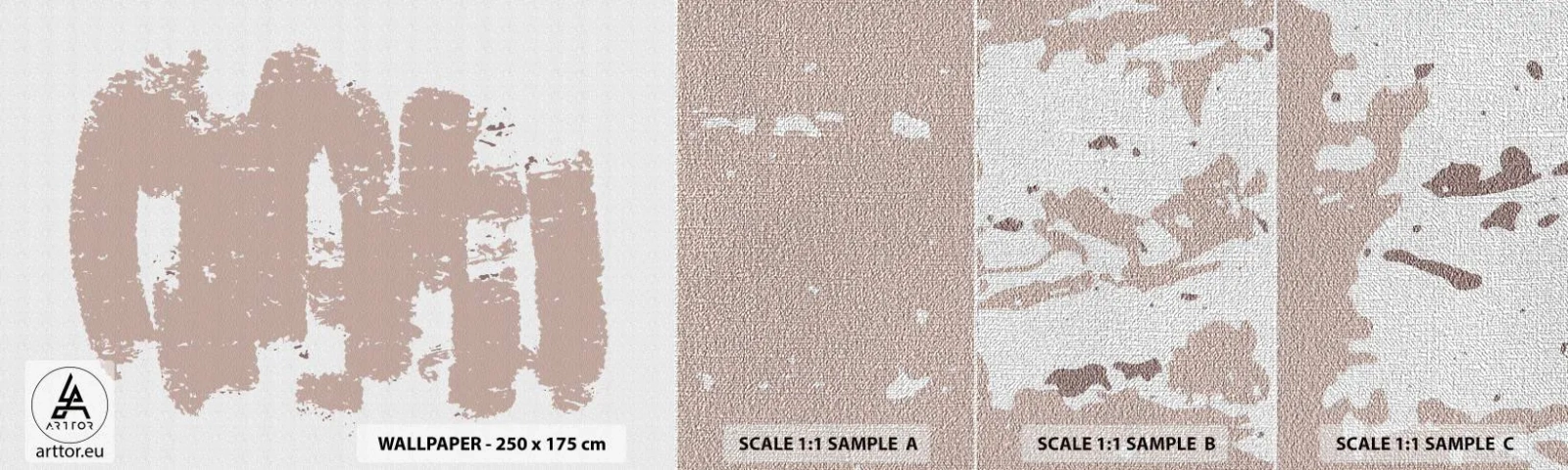 Échantillon de Papier Peint Premium Canvas - Abstraction en rose tendre - Abstraction, Vide, Minimalisme - 100x30 cm