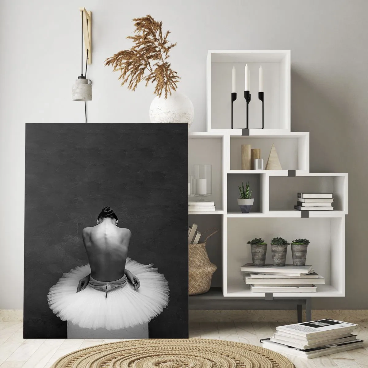 Impression sur verre - Image sur verre - Une danseuse de ballet dans une pose classique sur un fond sombre. - 80x120cm - C'est justement en train de fleurir - Décoration murale moderne pour le salon et la chambre ARTTOR