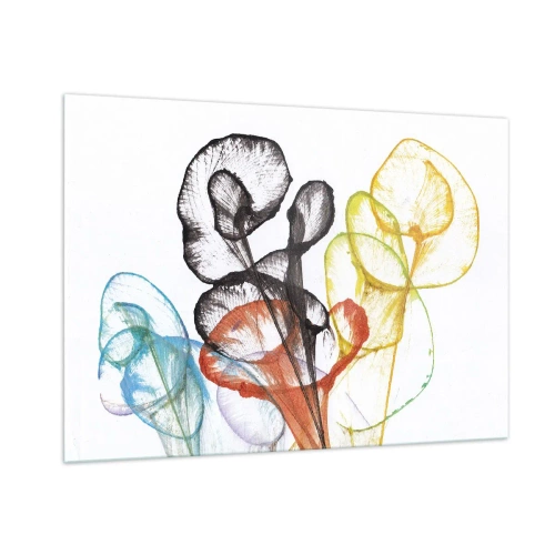 Impression sur verre - Image sur verre - Fleurs colorées et translucides dans un style artistique - 100x70cm - Fleurs avec une âme - Décoration murale moderne pour le salon et la chambre ARTTOR