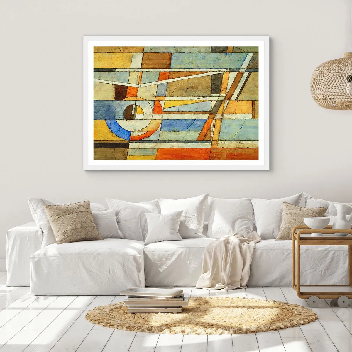 Affiche dans un cadre blanc - Poster - Cubisme sur le chantier - 100x70 cm