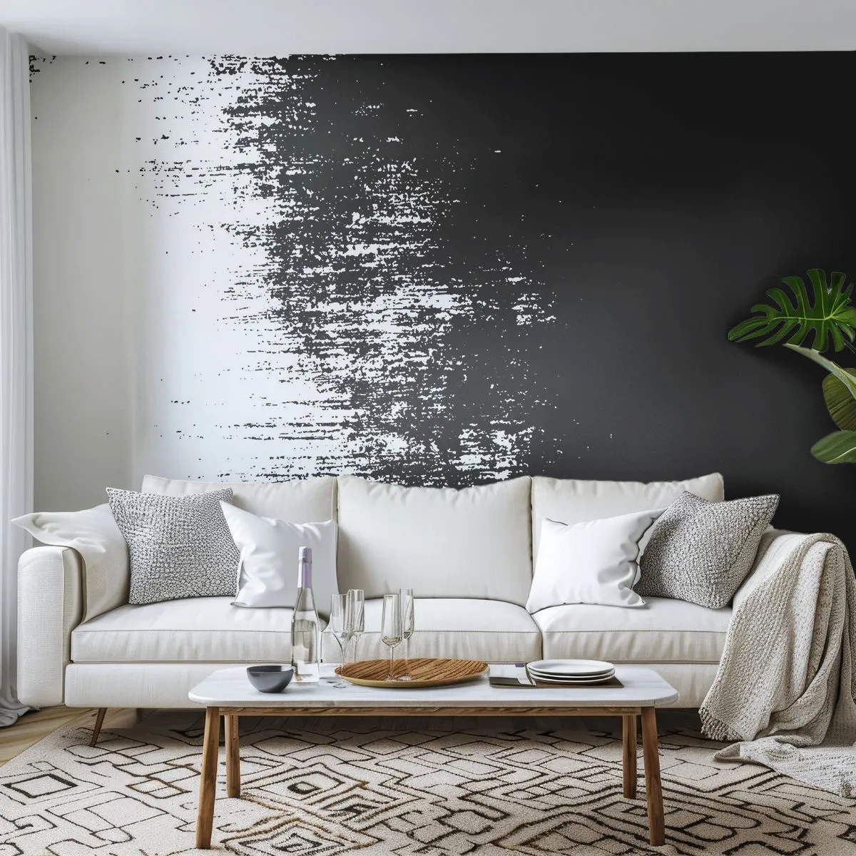 Papier Peint Autocollant Deluxe Sticker - Et le gagnant est ... - Abstraction, Morceau, Noir et blanc - 250x175 cm