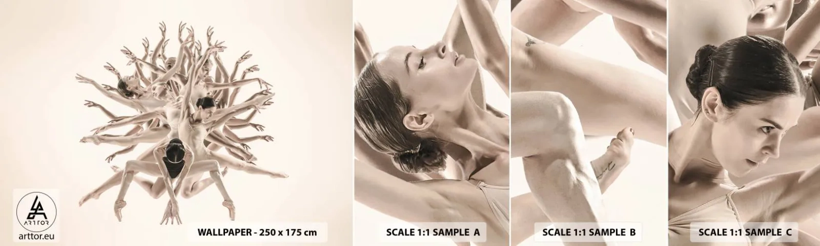 Échantillon de Papier Peint Autocollant Deluxe Sticker - S'épanouir en danse - Abstraction, Morceau, Ballet - 100x30 cm