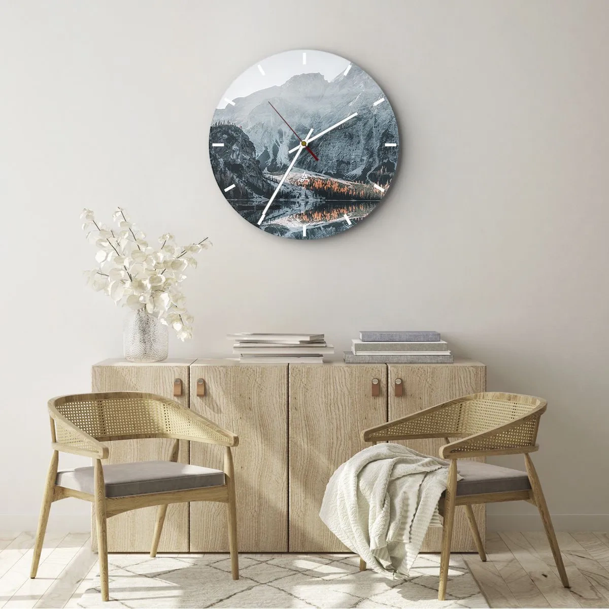 Horloge murale - Pendule murale - Reflet de paysage - 30x30 cm
