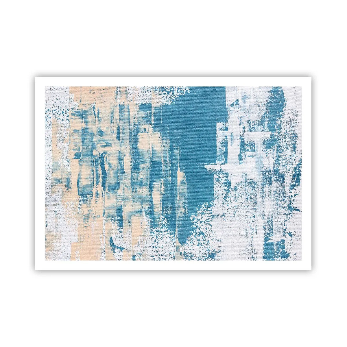 Affiche - Poster - Composition abstraite dans les tons de bleu et de blanc - 100x70cm - À travers un iceberg - Décoration murale moderne pour le salon et la chambre ARTTOR