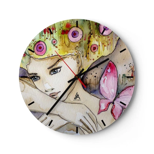 Horloge murale - Pendule murale - La princesse papillon - 40x40 cm