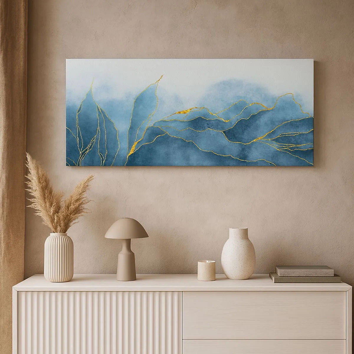 Impression sur toile - Image sur toile - Bleu doré - 100x40 cm