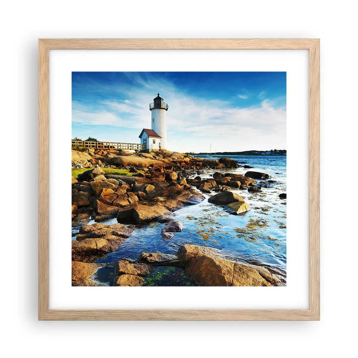 Affiche dans un chêne clair - Poster - Revenez heureux, j'attends - 40x40 cm