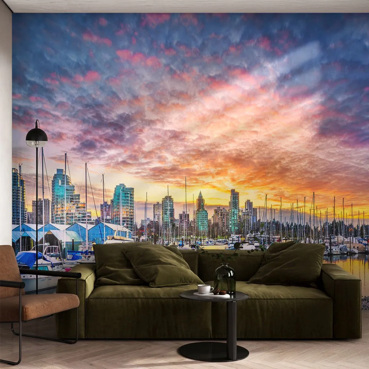 Papier Peint Autocollant Deluxe Sticker - La cité aux mille marins - Paysage, Ville, port - 250x175 cm