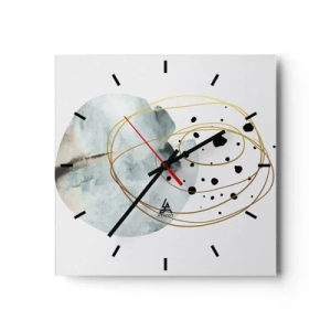 Horloge murale - Pendule murale - Abstraction minimaliste avec un motif géométrique et des lignes dorées - 30x30cm - Emmêlement de l'espace - Décoration murale moderne pour le salon et la chambre ARTTOR