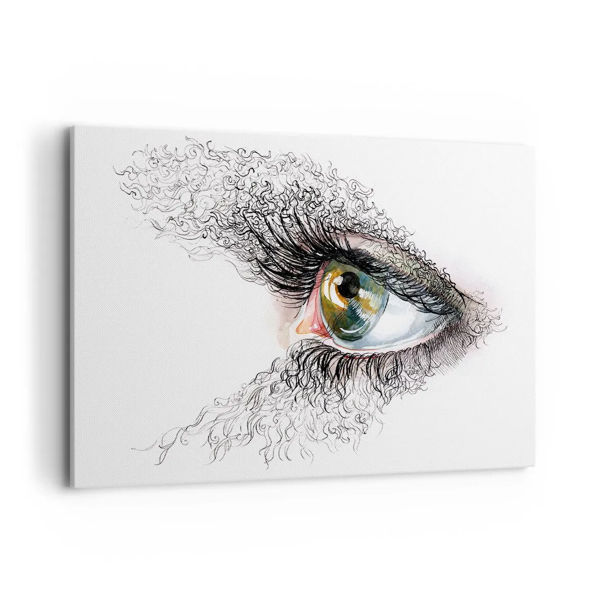 Impression sur toile - Image sur toile - Un œil artistique avec un iris jaune-vert et des détails complexes. - 100x70cm - Regarde droit dans l'âme - Décoration murale moderne pour le salon et la chambre ARTTOR