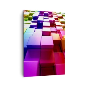 Impression sur toile - Image sur toile - Cubes géométriques 3D colorés - 70x100cm - Collaboration Op art dans une équipe - Décoration murale moderne pour le salon et la chambre ARTTOR