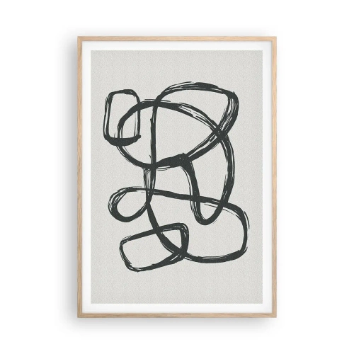 Affiche dans un chêne clair - Poster - Abstraction en boucle - 70x100 cm