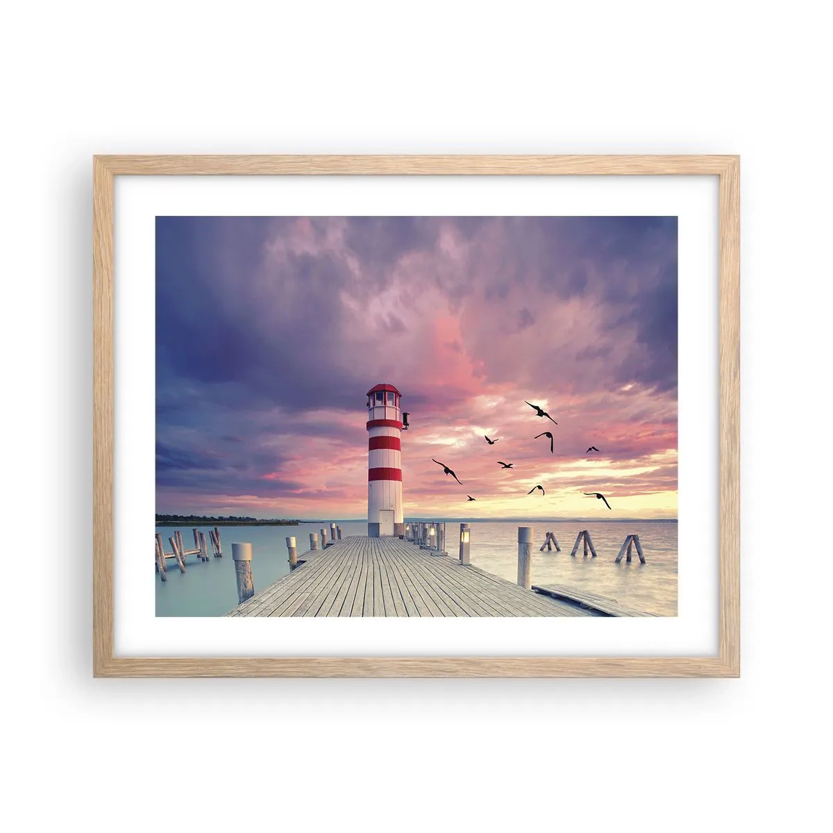 Affiche dans un chêne clair - Poster - C'est l'heure d'aller au port - 50x40 cm