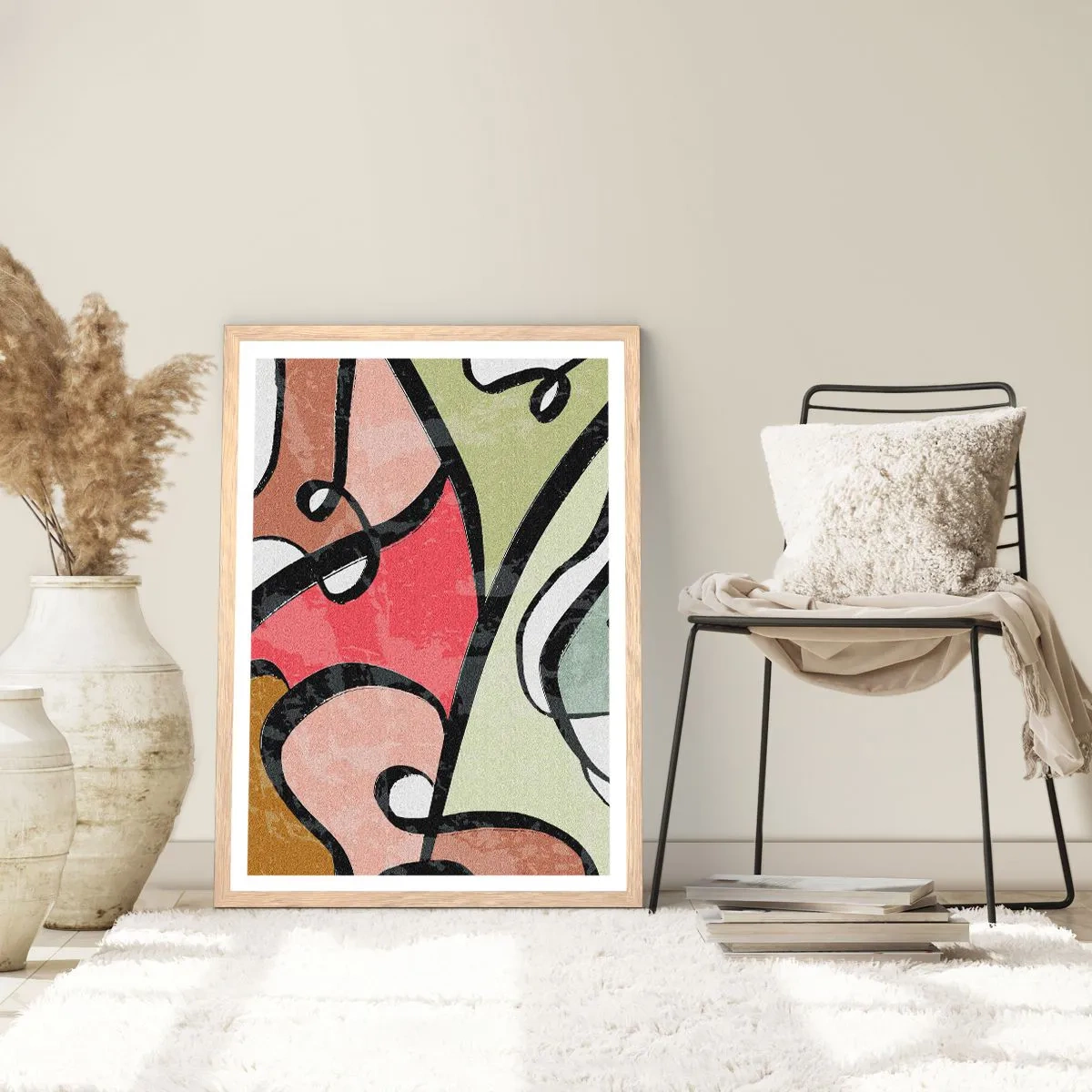 Affiche dans un chêne clair - Poster - Pirouettes parmi les couleurs - 50x70 cm