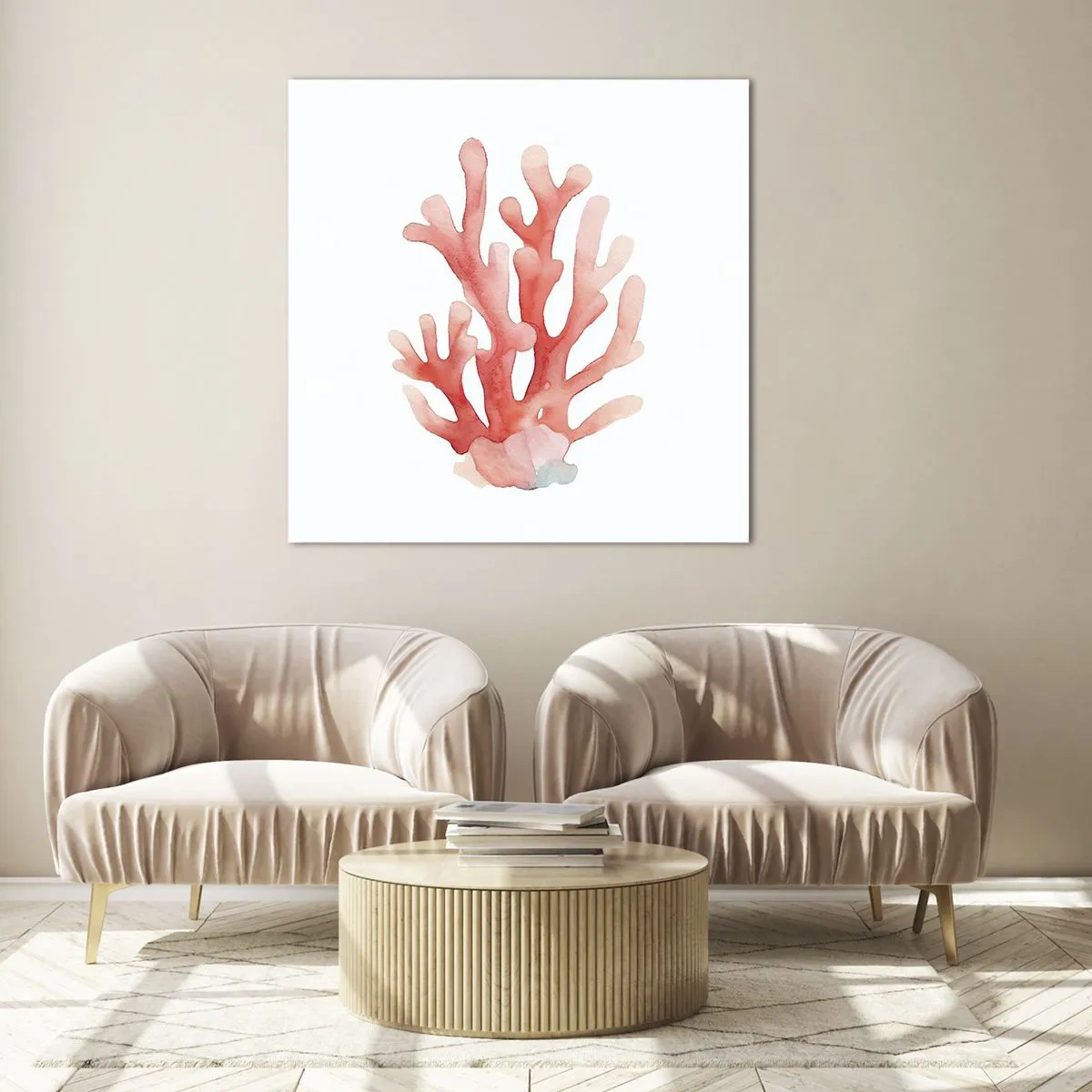 Impression sur verre - Image sur verre - Corail couleur corail - 60x60 cm