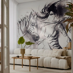 Papier Peint Photo Premium Canvas - Danse avec les zèbres - Abstraction, Femme, Côtes - 200x140 cm