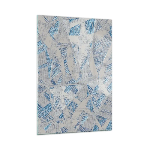 Impression sur verre - Image sur verre - Motifs géométriques dans les tons de gris et de bleu - 50x70cm - Dans un labyrinthe bleu-gris - Décoration murale moderne pour le salon et la chambre ARTTOR
