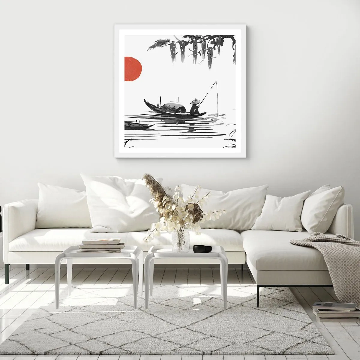 Affiche dans un cadre blanc - Poster - Après-midi asiatique - 60x60 cm