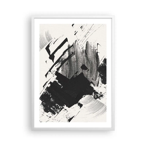 Affiche dans un cadre blanc - Poster - Abstraction – expression du noir - 50x70 cm
