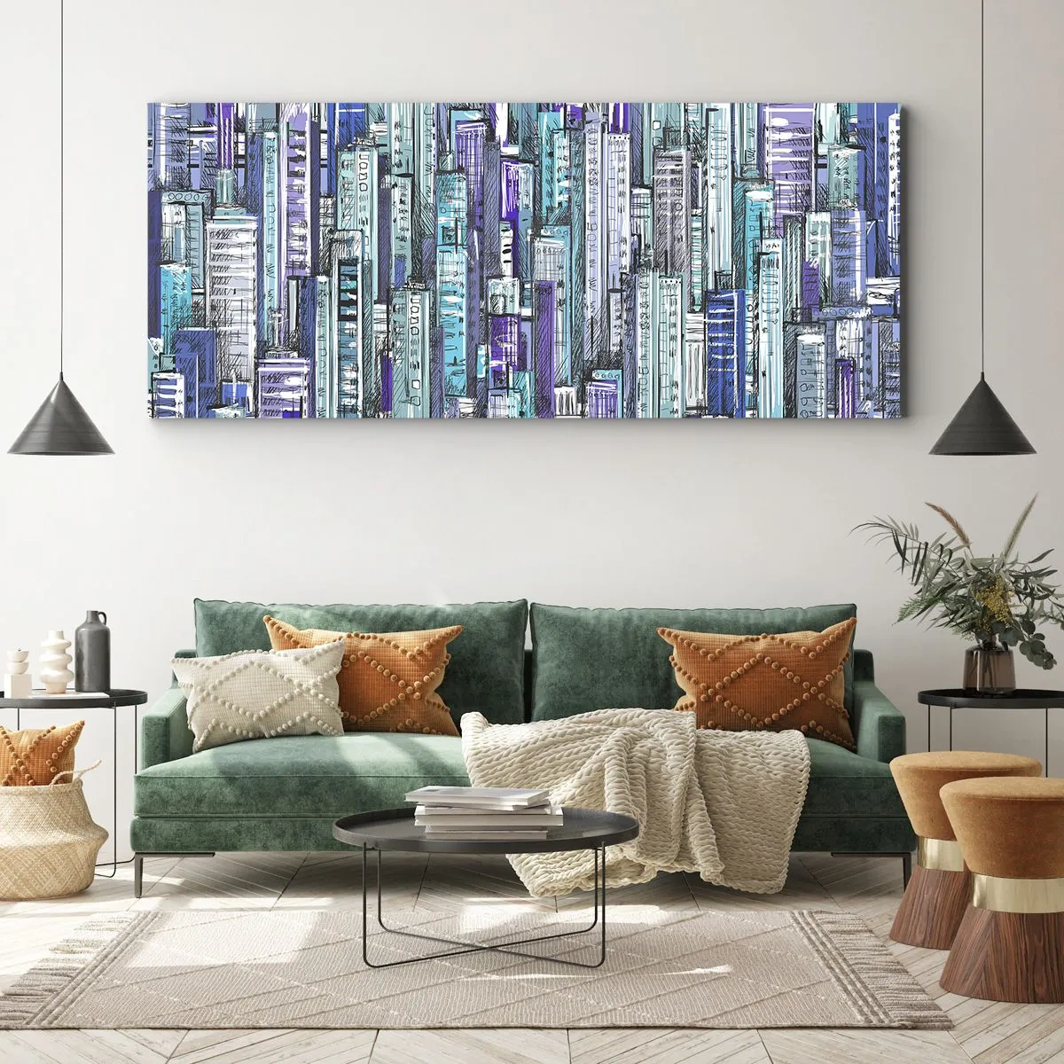 Impression sur toile - Image sur toile - Bleuâtre avec le ciel - 100x40 cm