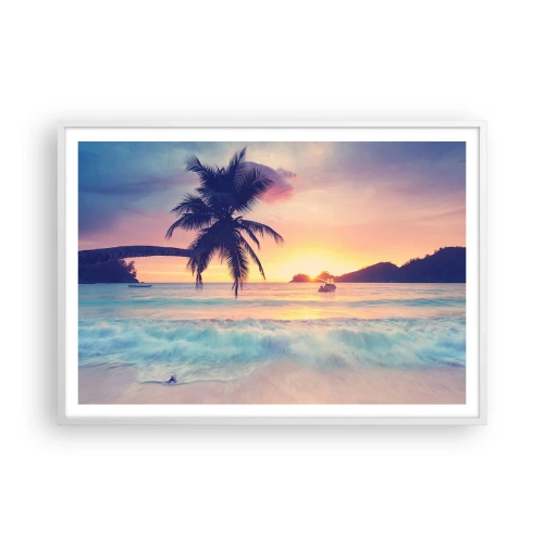 Affiche dans un cadre blanc - Poster - Une soirée à la baie - 100x70 cm