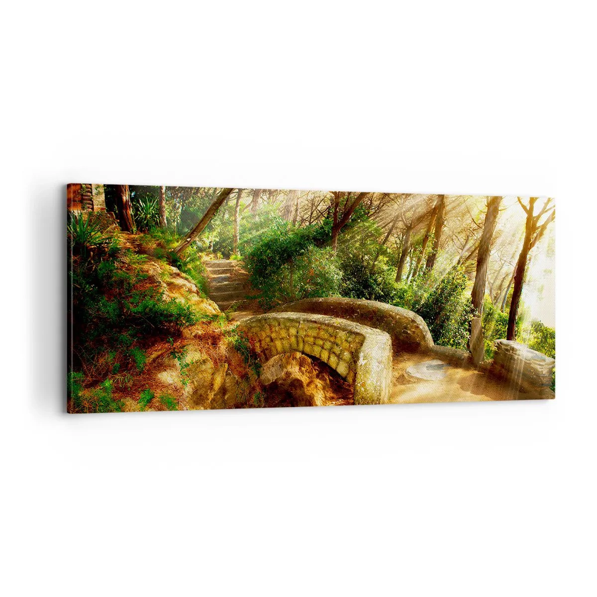 Impression sur toile - Image sur toile - Directement du pont dans une forêt de conte de fées - 100x40 cm