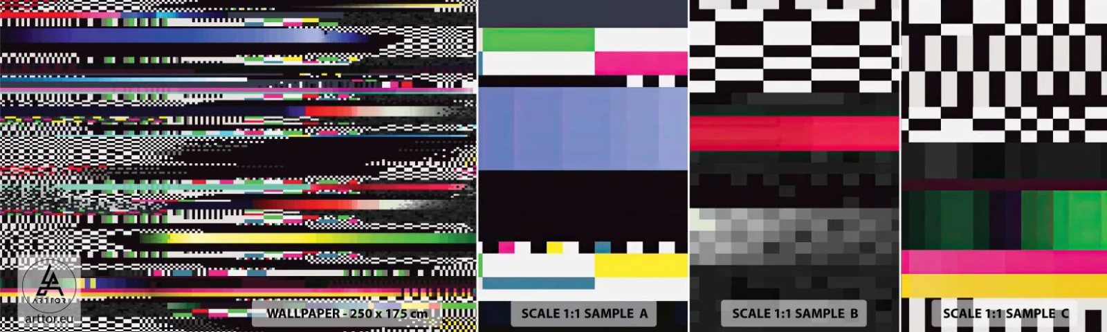 Échantillon de Papier Peint Autocollant Deluxe Sticker - L'image de contrôle de la réalité - Abstraction, Morceau, Bruit numérique - 100x30 cm