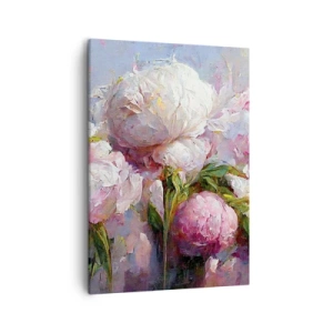 Impression sur toile - Image sur toile - Fleurs de pivoine romantiques aux couleurs pastel - 50x70cm - Un bouquet plein de vie - Décoration murale moderne pour le salon et la chambre ARTTOR