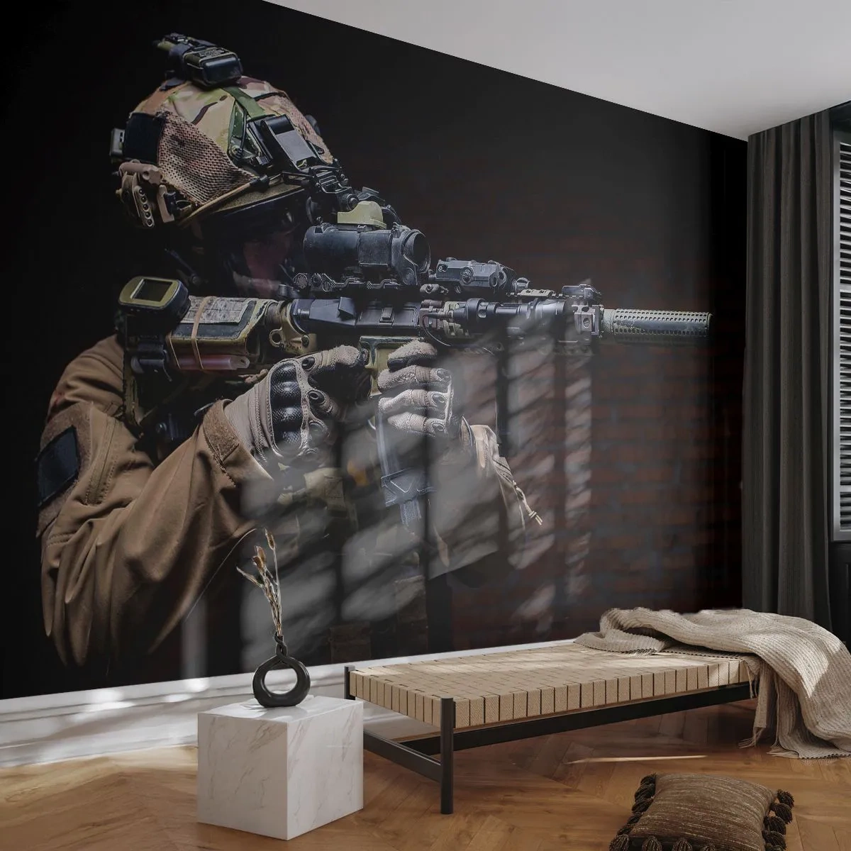 Papier Peint Photo Standard Eco - Meurtrier efficace - Militaire, Fusil, Arme - 400x280 cm