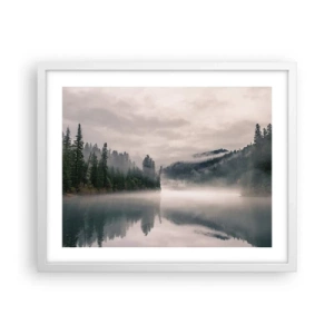 Affiche dans un cadre blanc - Poster - Reflet dans le brouillard - 50x40 cm