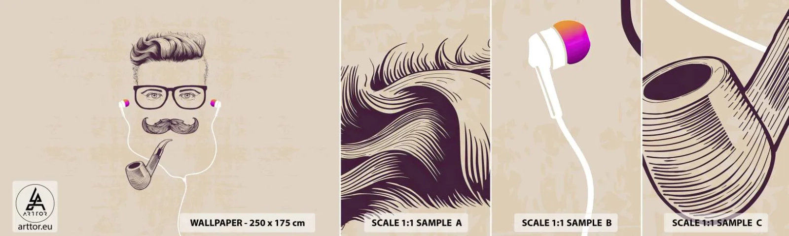 Échantillon de Papier Peint Autocollant Deluxe Sticker - Un vrai homme? - Homme, Abstraction, Tuyau - 100x30 cm