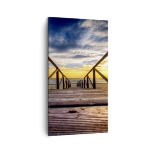 Impression sur toile - Image sur toile - Directement sur une plage calme au coucher de soleil - 45x80 cm