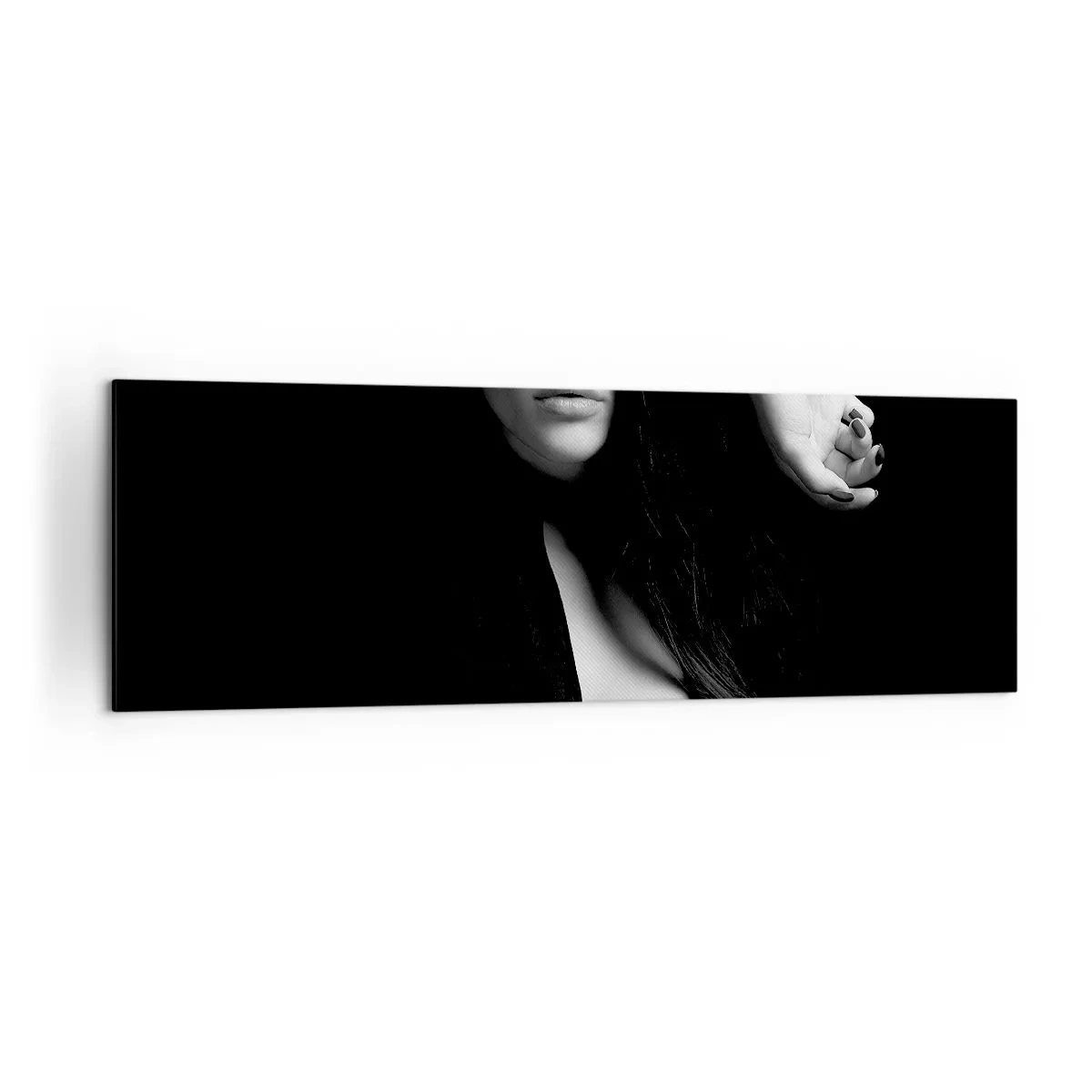 Impression sur toile - Image sur toile - Portrait élégant d'une femme en noir et blanc - 160x50cm - École de séduction - Décoration murale moderne pour le salon et la chambre ARTTOR