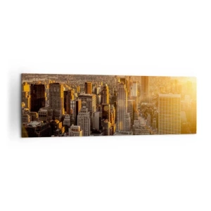 Impression sur toile - Image sur toile - Skyline de New York au coucher du soleil avec vue sur l'Empire State Building - 160x50cm - Grandir au soleil - Décoration murale moderne pour le salon et la chambre ARTTOR