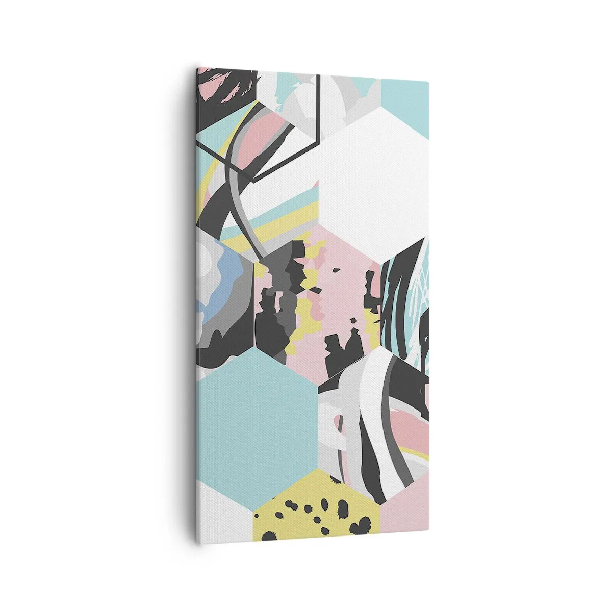 Impression sur toile - Image sur toile - Hexagones et cubes en six couleurs - 55x100 cm