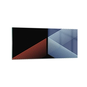 Impression sur verre - Image sur verre - Lignes géométriques dans les tons de rouge et de bleu - 120x50cm - Histoire simple - Décoration murale moderne pour le salon et la chambre ARTTOR