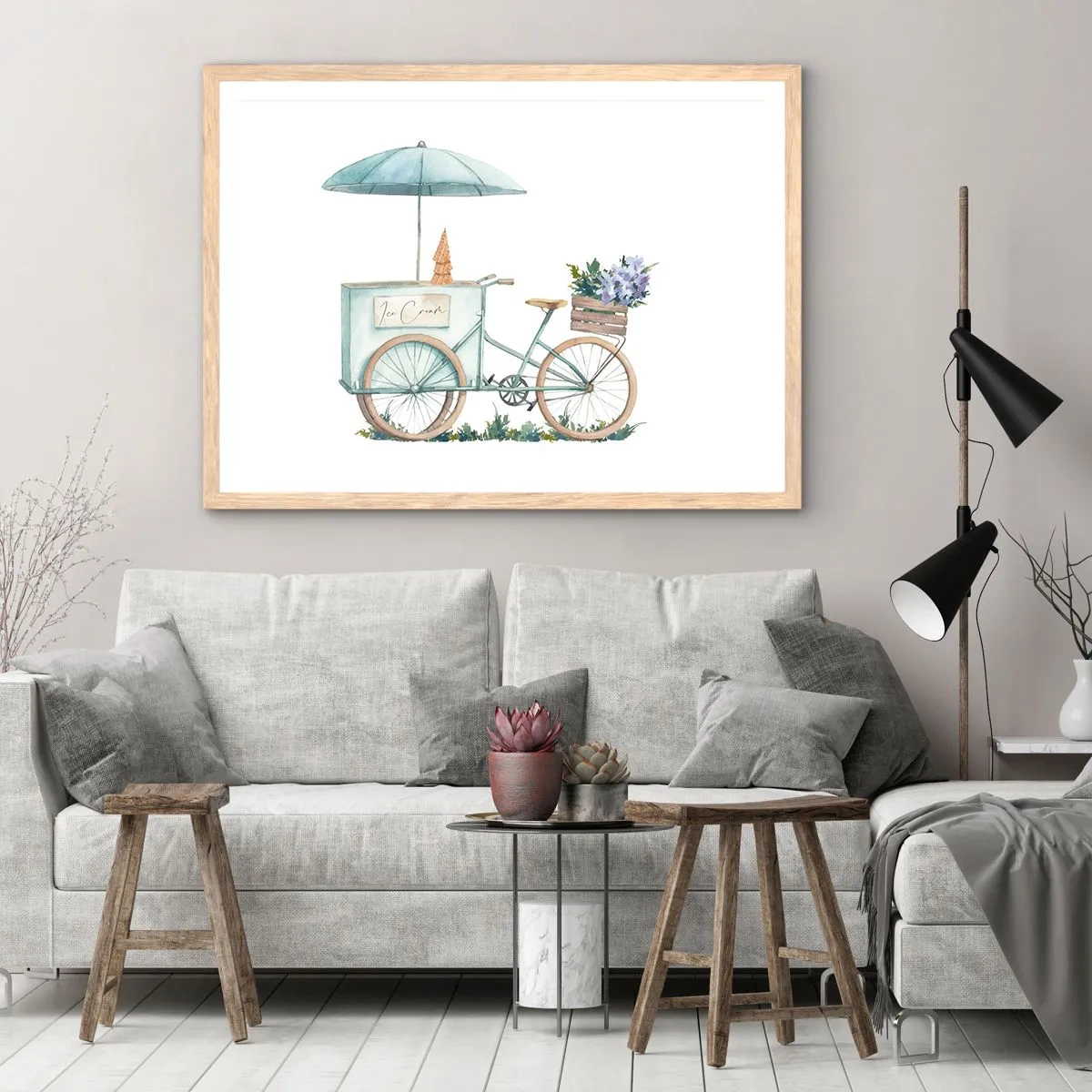 Affiche dans un chêne clair - Poster - Doux souvenir d'été - 40x30 cm