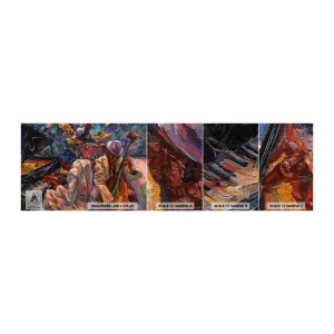 Échantillon de Papier Peint Autocollant Deluxe Sticker - Dans le même tempo - Musique, le jazz, Contrebasse - 100x30 cm