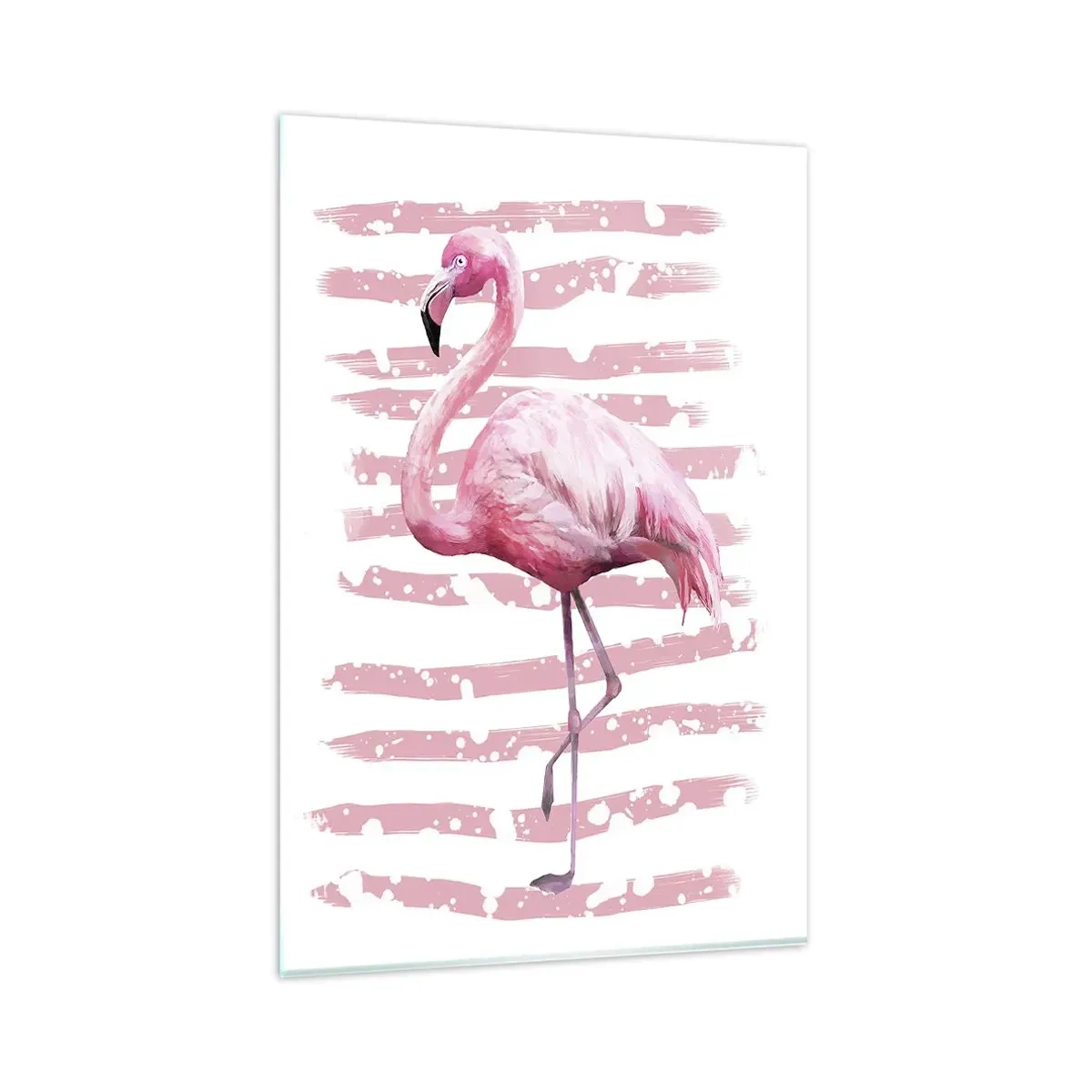 Impression sur verre - Image sur verre - Flamant rose sur fond rose dans un style minimaliste - 80x120cm - Avec dignité, bien qu'en rose - Décoration murale moderne pour le salon et la chambre ARTTOR