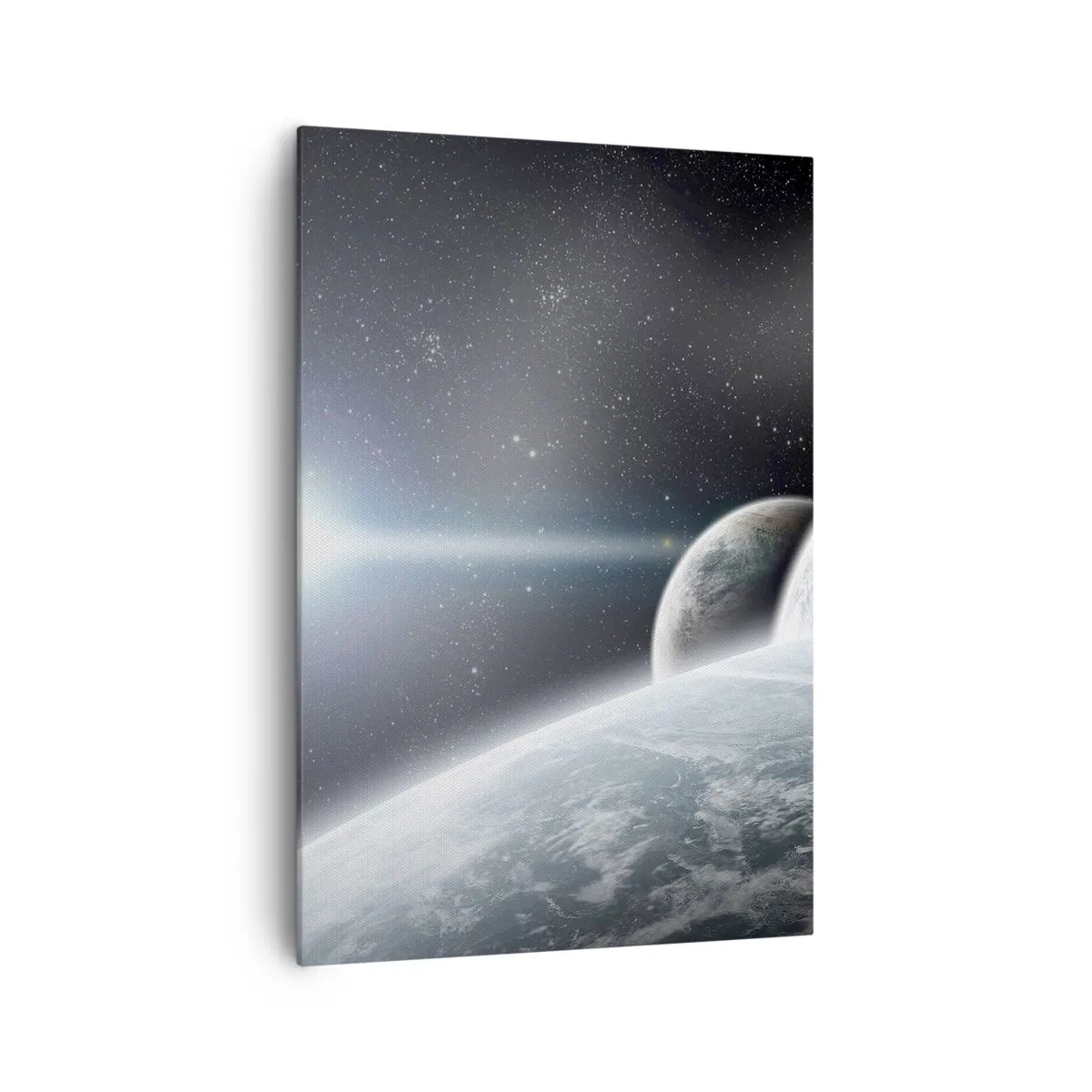 Impression sur toile - Image sur toile - Planètes dans l'espace sur fond d'étoiles et de galaxies - 70x100cm - Musique cosmique des sphères - Décoration murale moderne pour le salon et la chambre ARTTOR