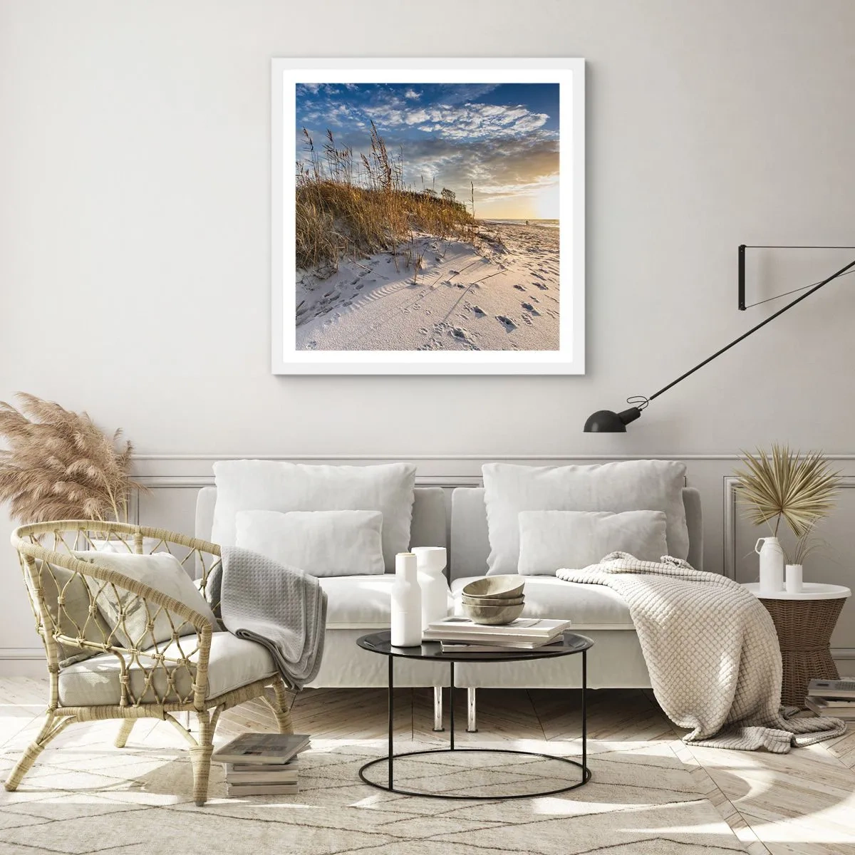 Affiche dans un cadre blanc - Poster - Invitation à la ballade - 60x60 cm