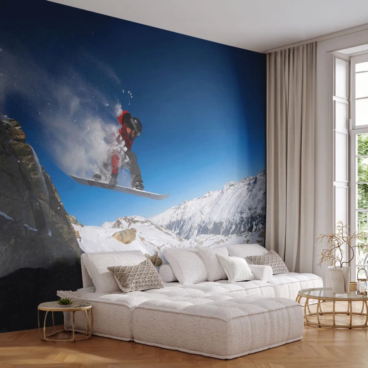 Papier Peint Photo Premium Canvas - Et tu es devenu une partie de l'espace - Paysage, Planche a neige, sport - 200x140 cm
