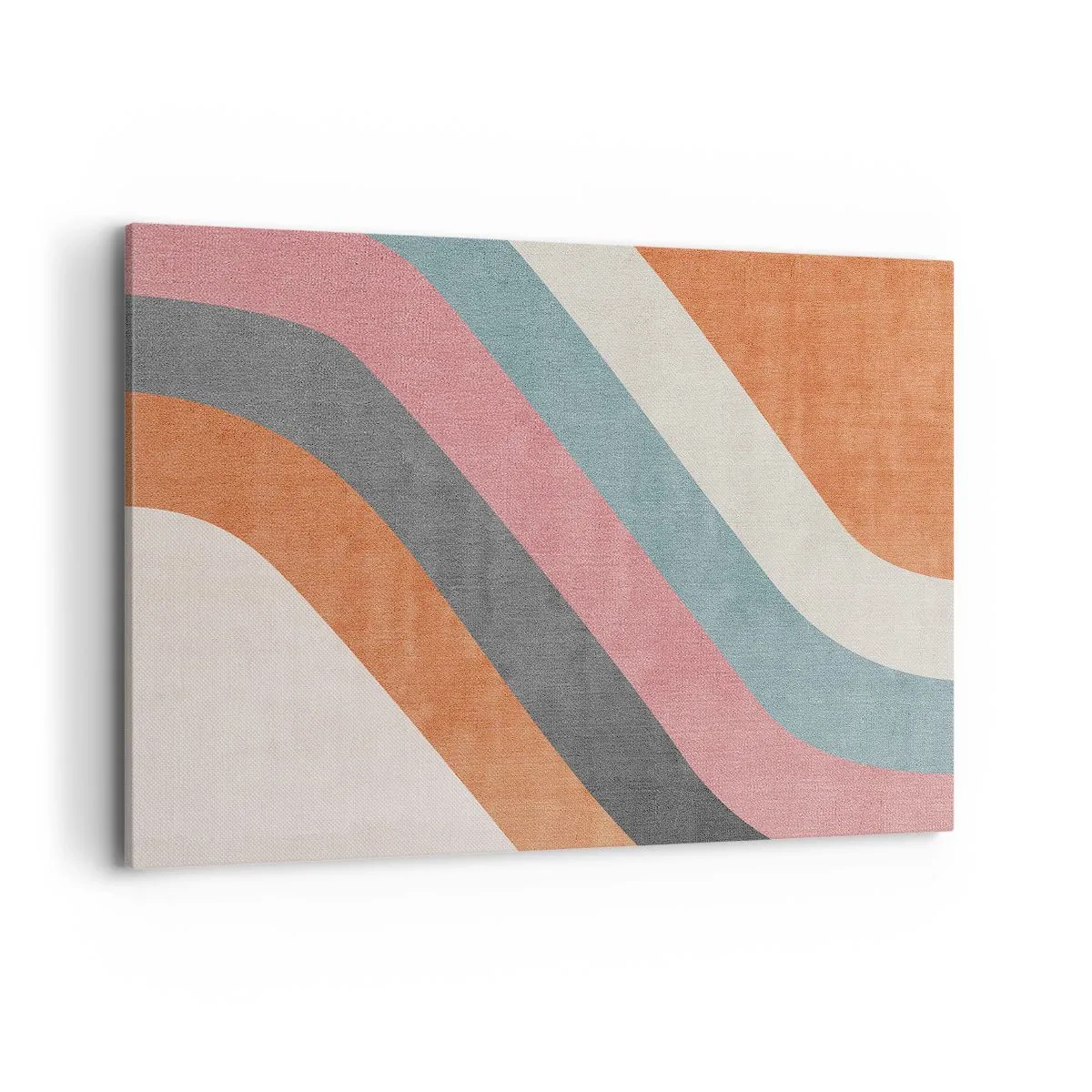 Impression sur toile - Image sur toile - Rayures rétro colorées - 100x70cm - Composition diagonale – mouvement - Décoration murale moderne pour le salon et la chambre ARTTOR