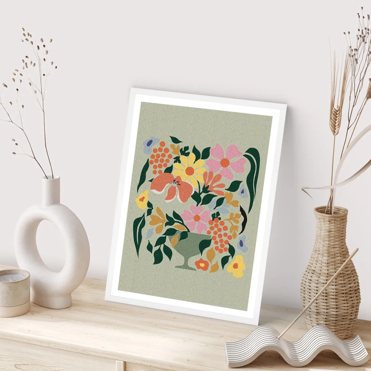 Affiche dans un cadre blanc - Poster - Un bouquet plein de vie - 61x91 cm