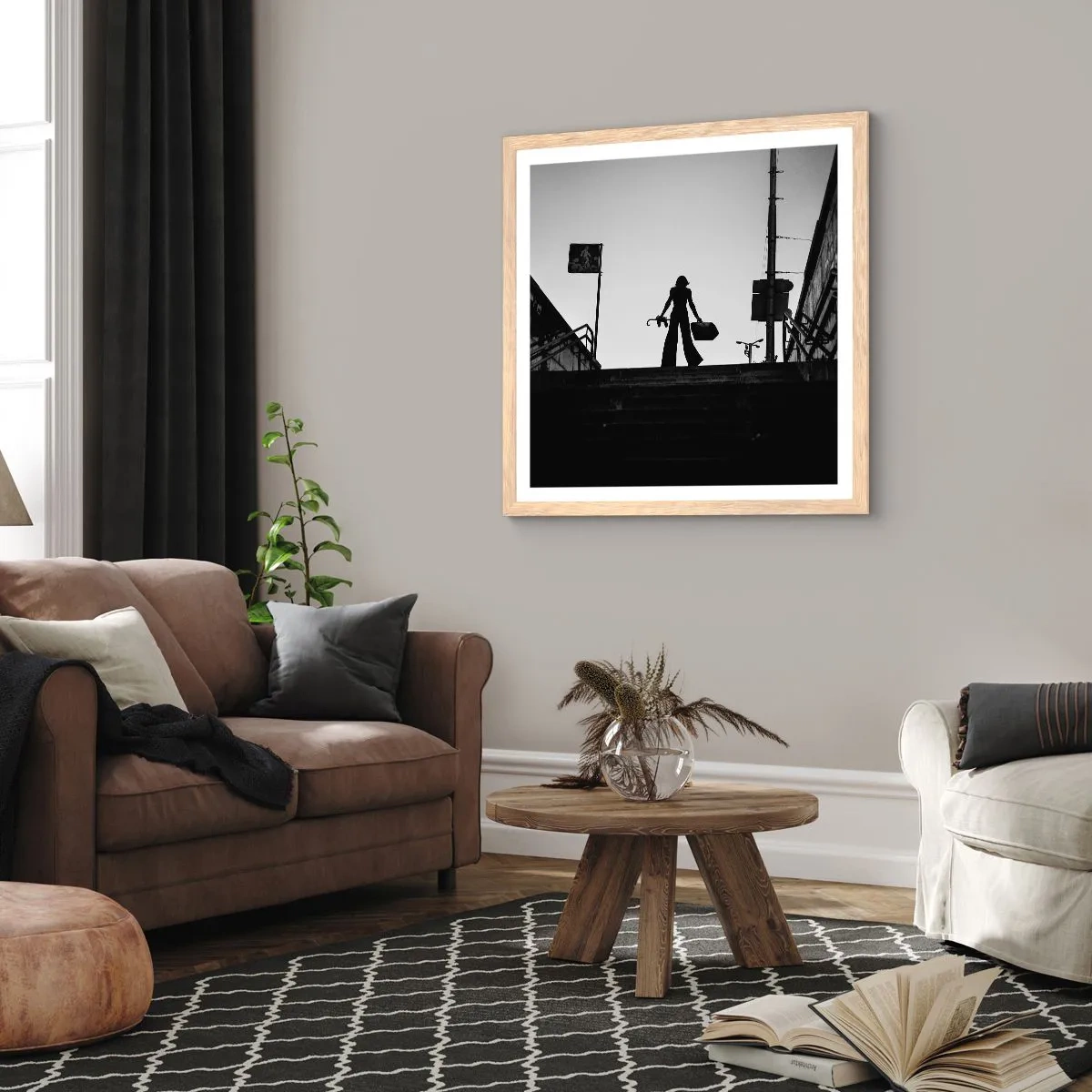 Affiche dans un chêne clair - Poster - Pèlerinage urbain - 30x30 cm