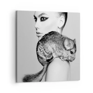 Impression sur toile - Image sur toile - Dame au chinchilla - 50x50 cm