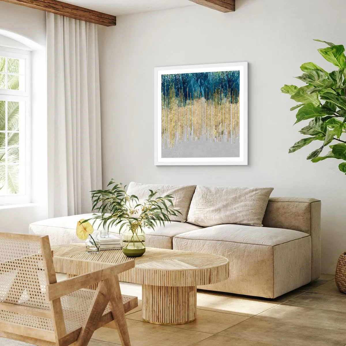 Affiche dans un cadre blanc - Poster - Bordure dorée - 50x50 cm