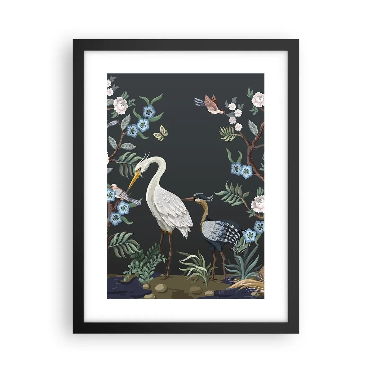 Affiche dans un cadre noir - Poster - Parade d'oiseaux - 30x40 cm